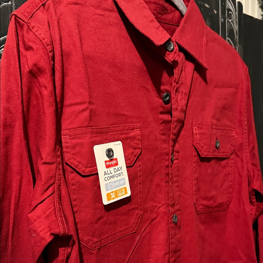 Wrangler Red Casual Button Down Shirt - Picture 3 of 10